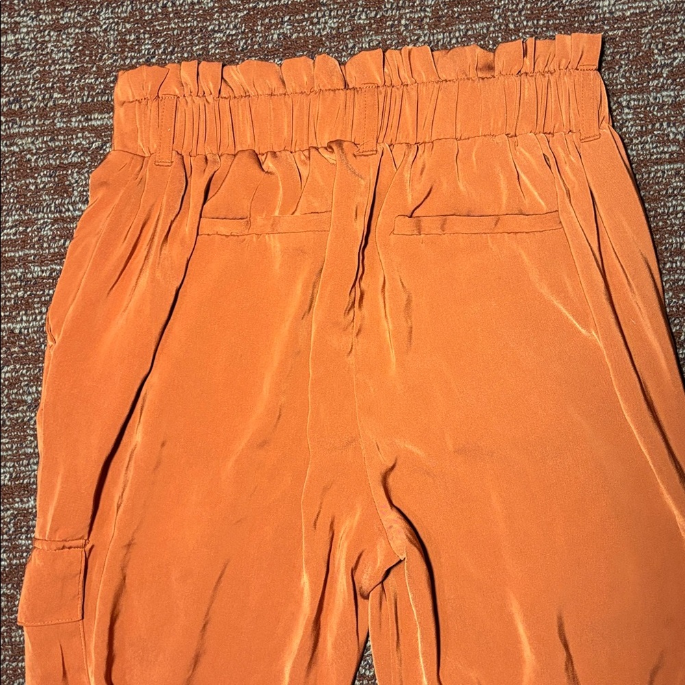 Michael Kors rust orange silky cargo joggers straight leg pull on  trousers S - Picture 5 of 14